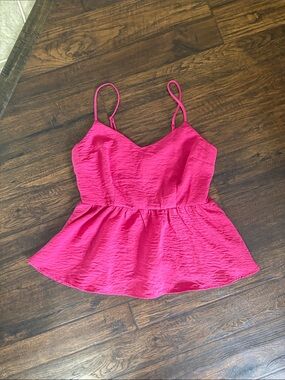 Women’s Fuchsia Spaghetti-Strap Peplum Camisole